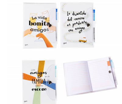 libreta con frases de amigos como detalle de comunion, boda a amigos y familiares invitados