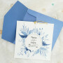 Invitación 2023 floral azul con sobre
