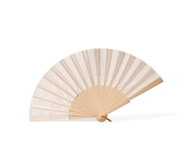 Abanico de Madera Natural y Poliéster con Cordón para Regalo