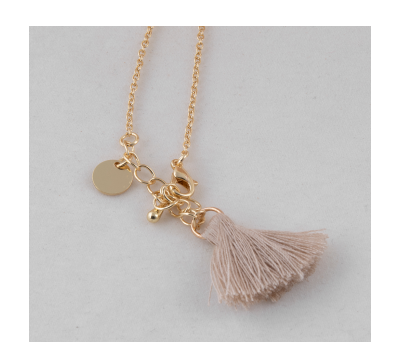 Abanico de Madera y Poliéster con Pulsera y Pompón