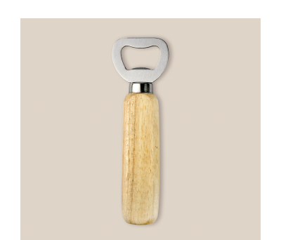 Abrebotellas de Acero Inoxidable con Mango de Madera - AGY38042