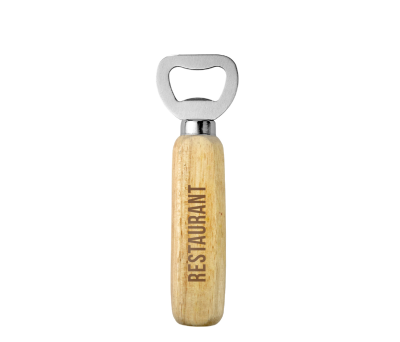 Abrebotellas de Acero Inoxidable con Mango de Madera