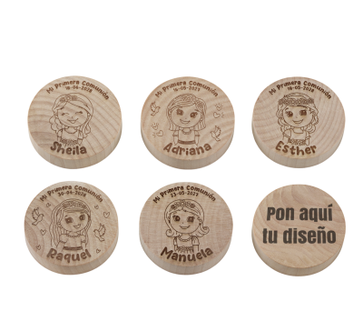 Abrebotellas-imán madera niña comunión personalizado - AADOP7726