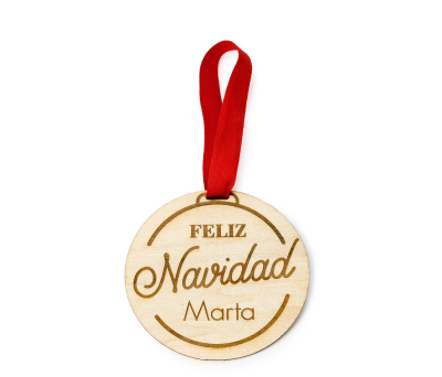 Adorno madera personalizado Feliz Navidad 9cm - ANW339