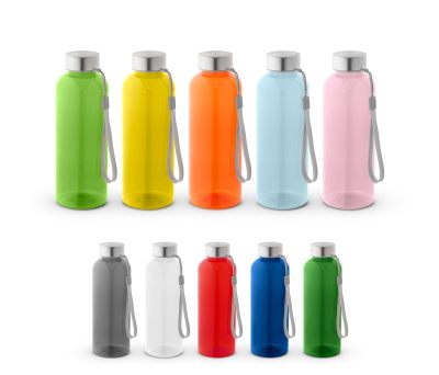 Botella 600ml rPET Brillo con Tapa Inoxidable Antifugas