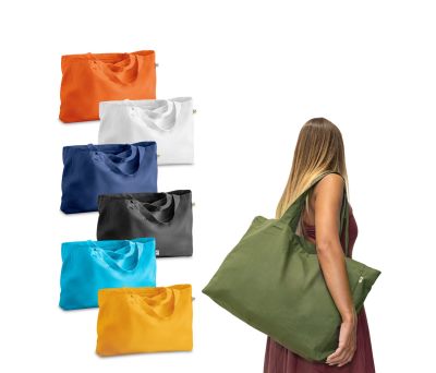 Bolsa de Algodón Reciclado con Asas Largas y Base Ancha