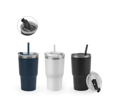 Vaso Térmico de Acero Reciclado con Doble Pared y Pajita 600ml