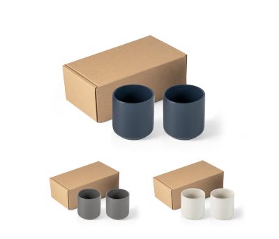 Juego de Tazas de Cerámica con Acabado Mate en Caja