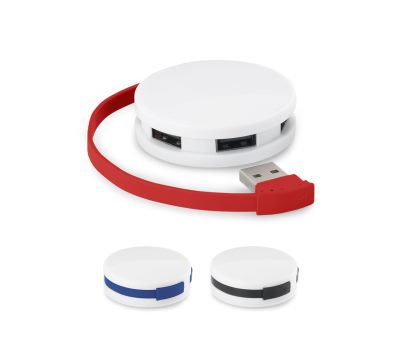 Hub USB-A Compacto de ABS con 4 Puertos y Cable Integrado
