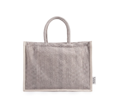Bolsa de Algodón Reciclado con Tejido en Espiga y Base Amplia - AGY56500