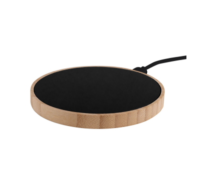 Base de Carga Inalámbrica de Bambú con Logo Iluminado