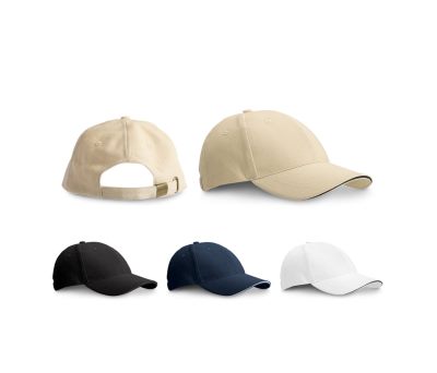 Gorra de Algodón Peinado con Visera Sándwich y Hebilla