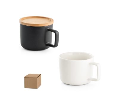 Taza de Cerámica con Tapa y Base de Bambú 220 mL