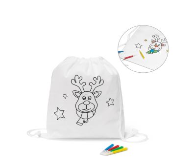 Mochila Saco Navideña para Colorear con Rotuladores Incluidos