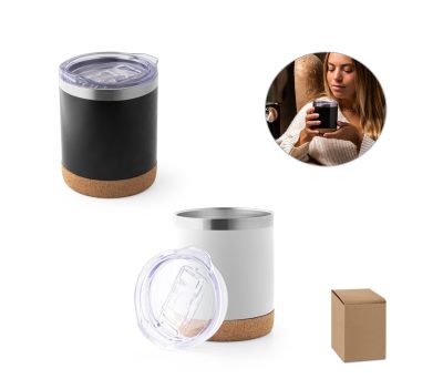 Taza de Viaje Aislada de Acero Inoxidable con Base de Corcho 400ml