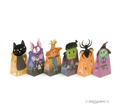 Bolsa Halloween con silueta y adhesivo 12x28x8cm. stdo6, min.12 - AHE2