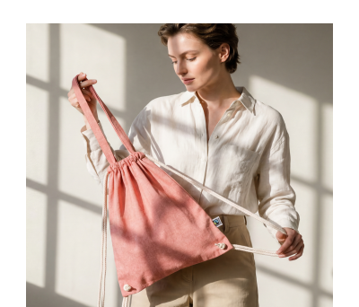 Bolsa Mochila de Algodón Fairtrade Reciclado con Asas Largas - AGY53520