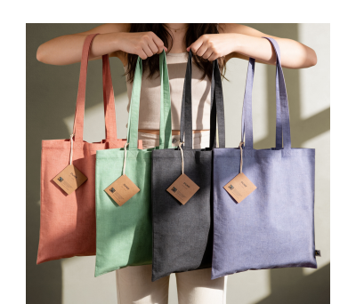 Bolsa Reutilizable de Algodón Fairtrade Reciclado con Asas Largas - AGY53519