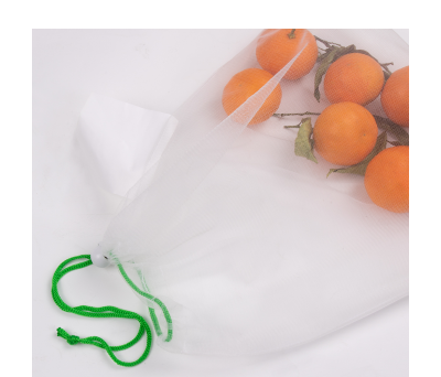 Bolsa Reutilizable de Malla Poliéster para Frutería con Cordón