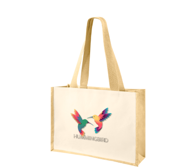 Bolsa Shopper Algodón y Yute Laminado Asas Largas