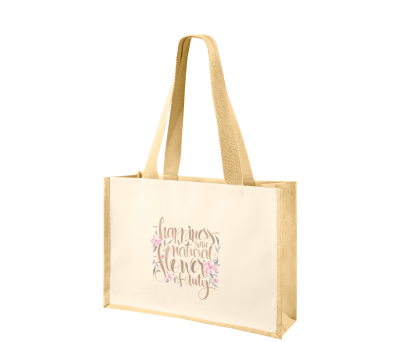 Bolsa Shopper Algodón y Yute Laminado Asas Largas