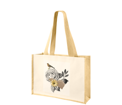 Bolsa Shopper Algodón y Yute Laminado Asas Largas