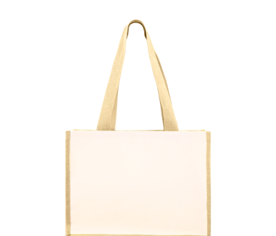 Bolsa Shopper Algodón y Yute Laminado Asas Largas