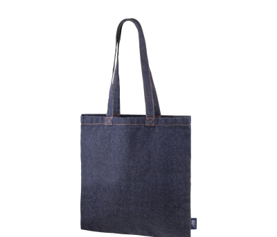Bolsa Tote de Algodón y Denim Reciclado con Asas Largas