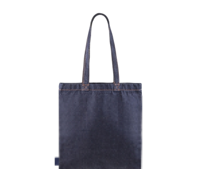 Bolsa Tote de Algodón y Denim Reciclado con Asas Largas