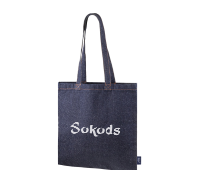 Bolsa Tote de Algodón y Denim Reciclado con Asas Largas