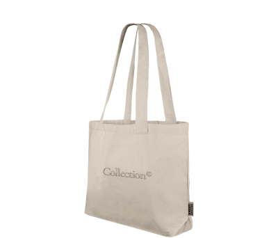 Bolsa de Algodón Reciclado con Asas Largas y Bolsillo Interior
