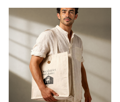 Bolsa de Algodón Reciclado con Asas Largas y Cierre de Botón - Classic - AGY56000