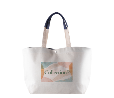 Bolsa de Algodón Reciclado con Asas Largas y Cierre de Corchete