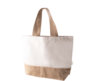 Bolsa de Algodón Reciclado y Yute con Asas Largas