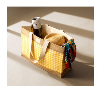 Bolsa de Algodón Reciclado y Yute con Asas Largas - AGY56001