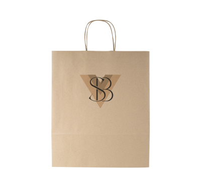 Bolsa de Papel Kraft Grande con Asa Rizada