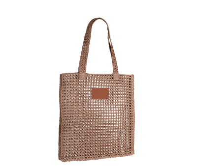 Bolsa de Rafia Trenzada con Etiqueta