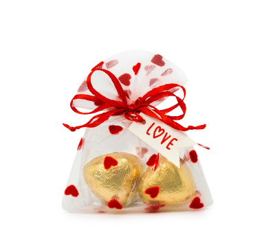 Bolsa organza corazones tarjeta Love 2 cora-choc - AVB7