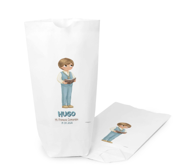 Bolsa papel blanco niño comunión chaleco 2x21X5cm.,min.25 - AE960