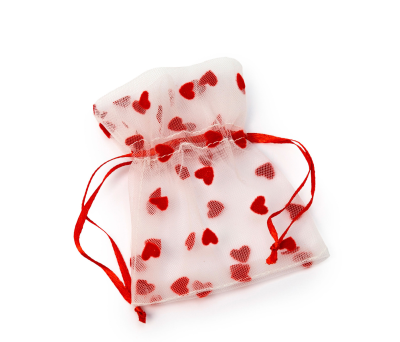 Bolsa tul corazones rojos, 8x10cm. min.12 - AVA1