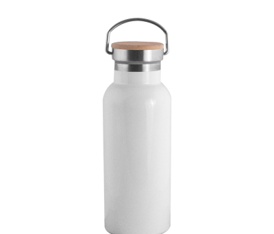 Botella Térmica Acero Inoxidable con Tapón Bambú para Sublimar