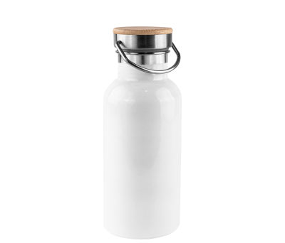 Botella Térmica Acero Inoxidable con Tapón Bambú para Sublimar