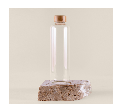 Botella de Borosilicato de 1 Litro con Tapón de Bambú - AGY54032
