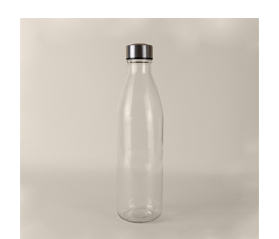 Botella de Cristal 1L con Tapón de Acero Inoxidable