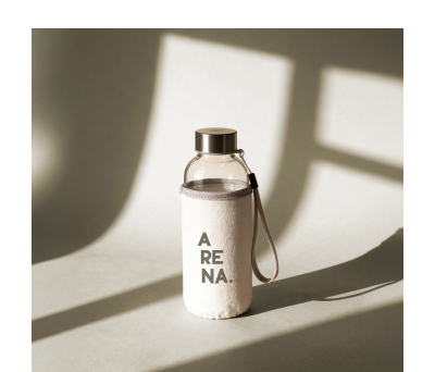 Botella de Cristal con Funda de Neopreno y Tapón de Acero Inoxidable - AGY39528