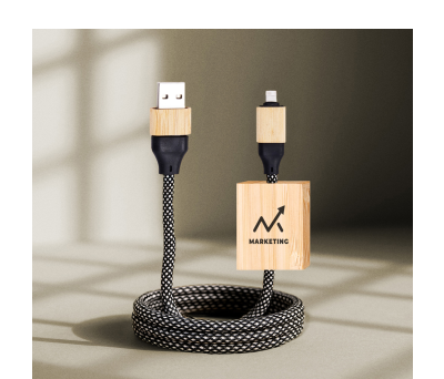 Cable de Carga Bambú y Poliéster Reciclado 1 Metro - AGY55560