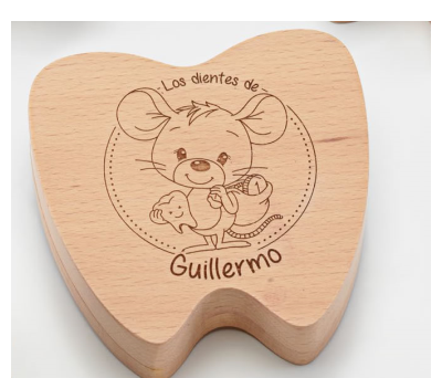 CAJA MADERA DIENTES RATONCITO PÉREZ PERSONALIZADA. 12 x 11,5 cms. - ADOP7491