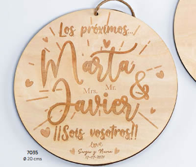 CARTEL MADERA "SOIS LOS SIGUIENTES" CORAZONES PERSONALIZADO. Ø 20 cms. ADOP7035