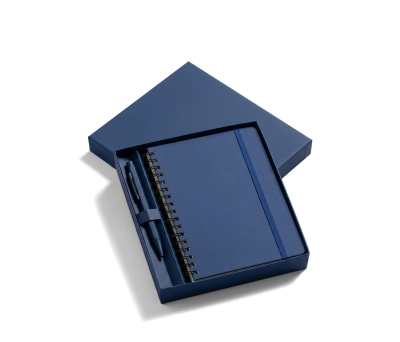 Set Libreta A5 Espiral y Bolígrafo Aluminio con Caja - AGY56525