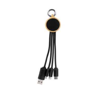 Cable Cargador Múltiple de Bambú con Logo Retroiluminado